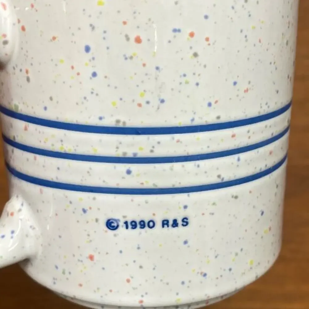 Vintage 1990 San Francisco Souvenir 8 oz Coffee Mug Striped and Speckled Glaze‎